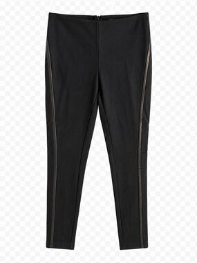 Rag & Bone Black Leather Trim Equestrian Skinny Moto Pants 4